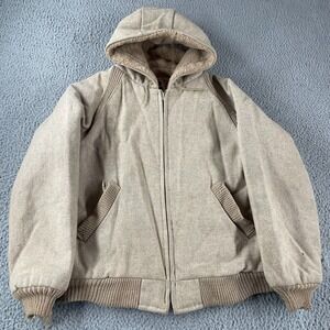 Vintage 70s William Barry Bomber Hoodie Jacket Sherpa Lined Size 40L USA *Flaws*